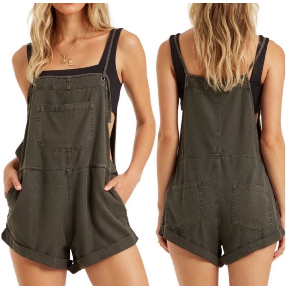 Billabong Wild Pursuit Tie Overalls Washed Black / Gray Size Large